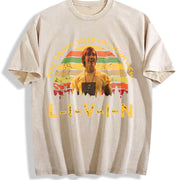 Dazed and Confused 1980s Movies TV Show Quote vintage washed oversized T-shirt in Beige