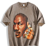 Michael Six Championship 6 Rings 90's Soft vintage washed oversized T-shirt in Brown