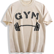 Gym Barbell Vintage Washed T-Shirt in Beige