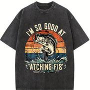 I'm So Good at Catching Fish Vintage Washed T-Shirt in Black