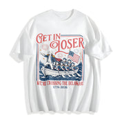 Get in Loser We're Crossing the Delaware Meme Cotton T-Shirt in White