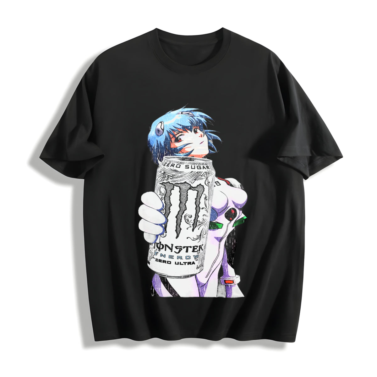 Rei Ayanami X Monster Cotton T-Shirt in Black