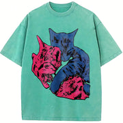 Cat Tv Girl Cat Album Cover Tv Girl vintage washed oversized T-shirt in Blue