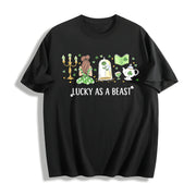 St. Patrick’s Day Lucky As Cotton T-Shirt in Black