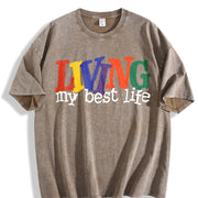 Living My Best Life Vintage Washed T-Shirt in Brown