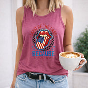 Land of the Free Because of the Brave Women's Color Cotton Tank Top in Red