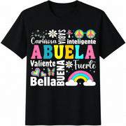 Floral Abuela Wildflower Grandma Cotton T-Shirt in Black