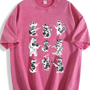 Animal Musicians 90s Tattoo Vintage Washed T-Shirt in Red
