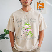 Sagging but Still Gagging Frog Cringe Meme Vintage Washed T-Shirt in Beige