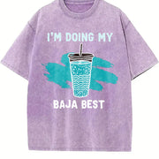 1pc Y2K Retro Baja Blast I'm DOING MY BAJA BEST Vintage Washed T-Shirt in Purple