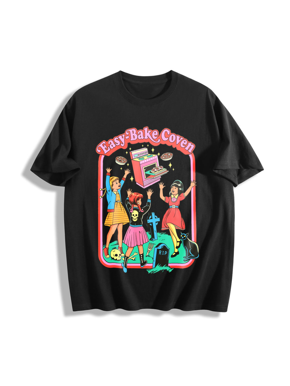 Easy Bake Coven Halloween Cotton T-Shirt in Black