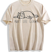 Ain't Life Grand Dog Lover Vintage Washed T-Shirt in Beige
