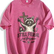 Still Feral Just Forgiven Vintage Washed T-Shirt in Red