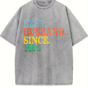 Custom Wedding Anniversary Vintage Washed T-Shirt in Gray