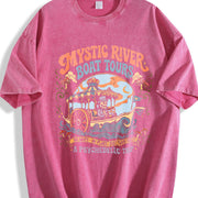 Mystic River Boat Tours Psychedelic Vintage Washed T-Shirt in Red