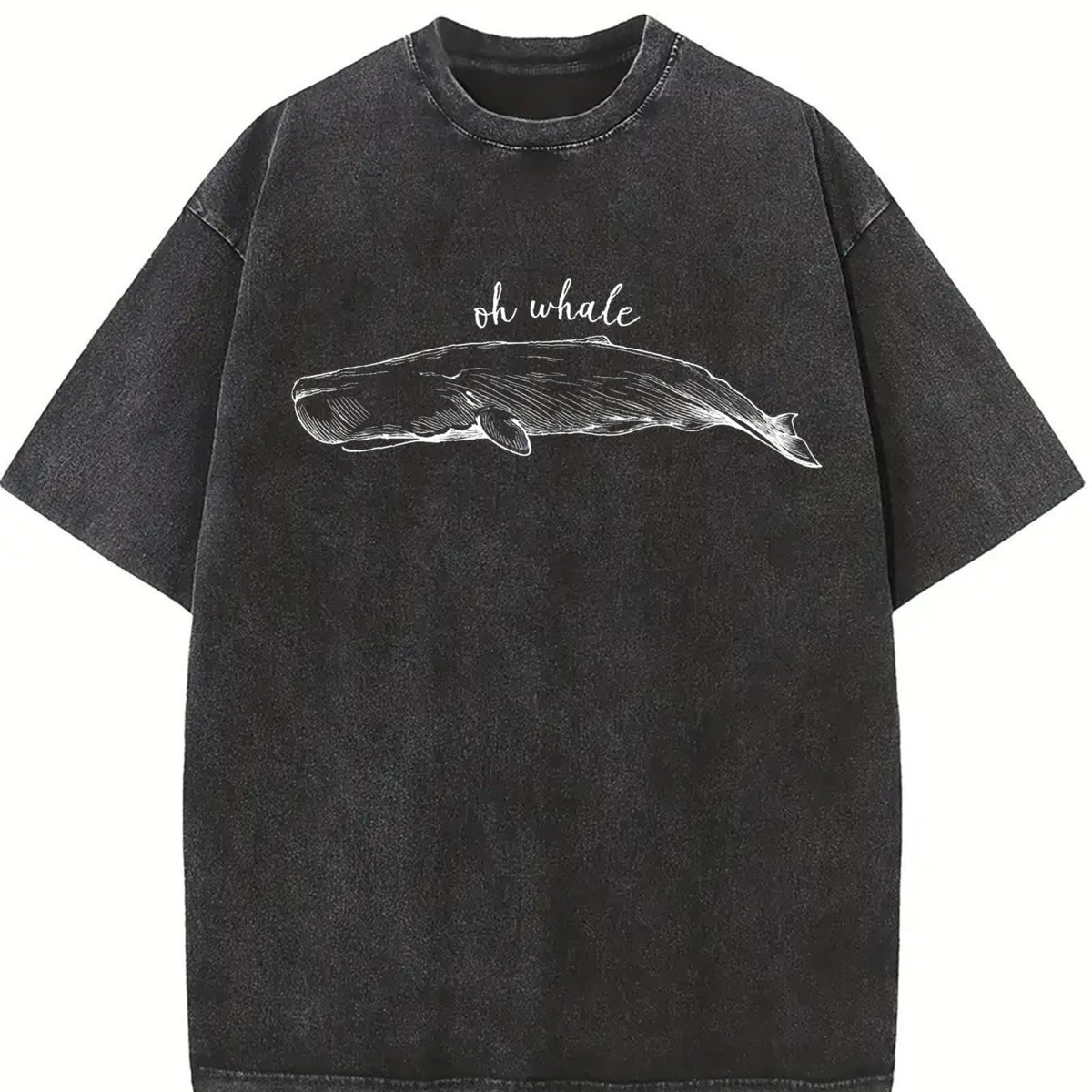 Minimalist Beach Meme Vintage Washed T-Shirt in Black