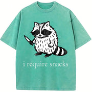 I Require Snacks Raccoon vintage washed oversized T-shirt in Blue