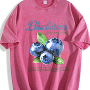 Retro Blueberries Commercial Vintage Washed T-Shirt in Red