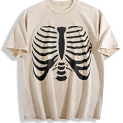 Skeleton Rib Cage vintage washed oversized T-shirt in Beige