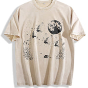Duck 90s Retro Ducks Nature Moon ® Vintage Washed T-Shirt in Beige
