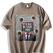 Black This Is All in Your Mind Vintage Washed T-Shirt in Brown