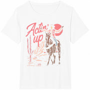 Actin' Up Cowgirl Rodeo Cotton T-Shirt in White