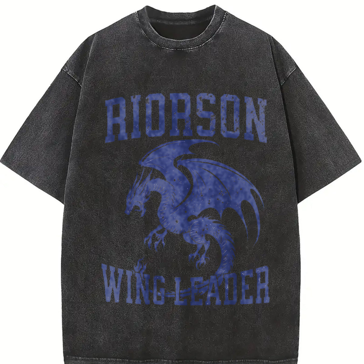 Wingleader Fourth Wing Bookish Booktok Onyx Reader Vintage Washed T-Shirt in Black