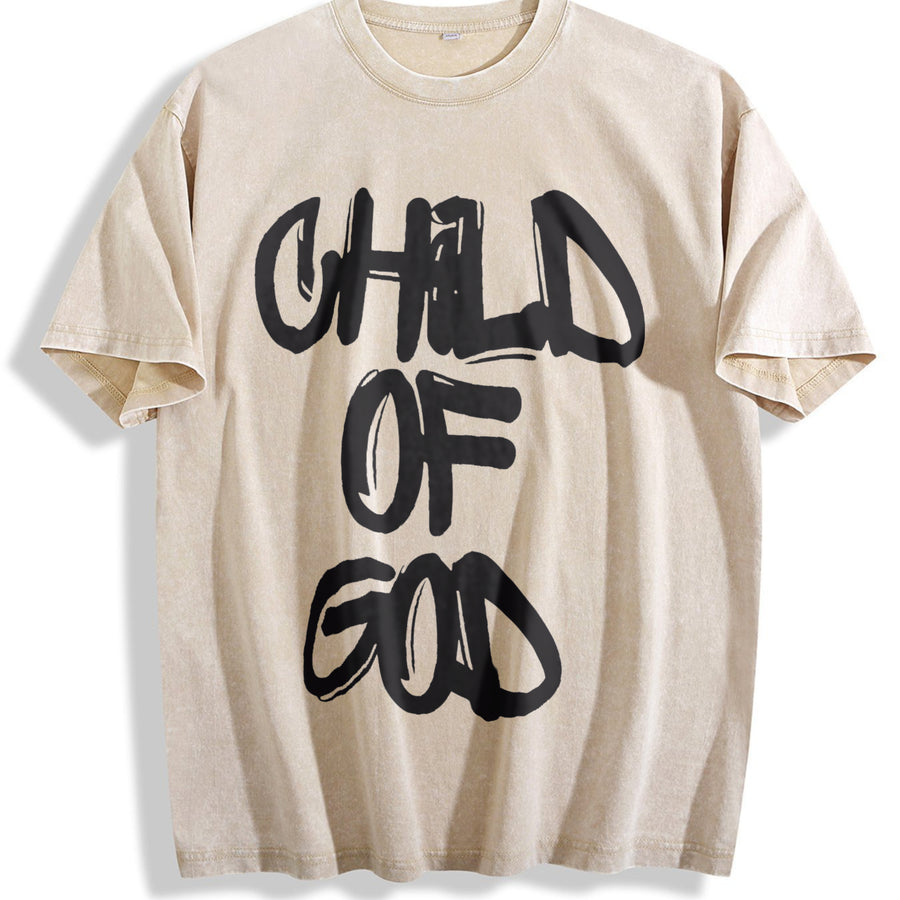 Child of God Graffiti Sleeveless Tank Vintage Washed T-Shirt in Beige