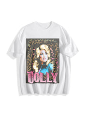 Dolly Parton Retro 80s Country Music Autograph Cotton T-Shirt in White