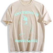 Possum Retro 90s Anything Possumble Vintage Washed T-Shirt in Beige