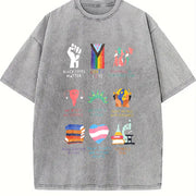 Big Fan of Human Rights vintage washed oversized T-shirt in Gray