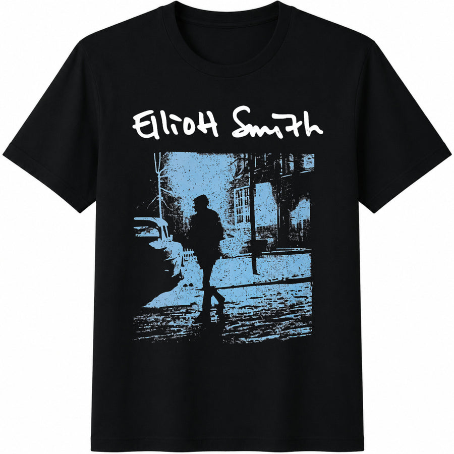 Elliott Smith Blue Album Cotton T-Shirt in Black