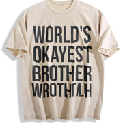 Worlds Okayest Brother Big Brother Sister Classic Sibling Vintage Washed T-Shirt in Beige