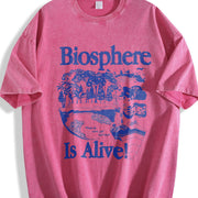 Biosphere Science Retro Biology Nature Vintage Washed T-Shirt in Red