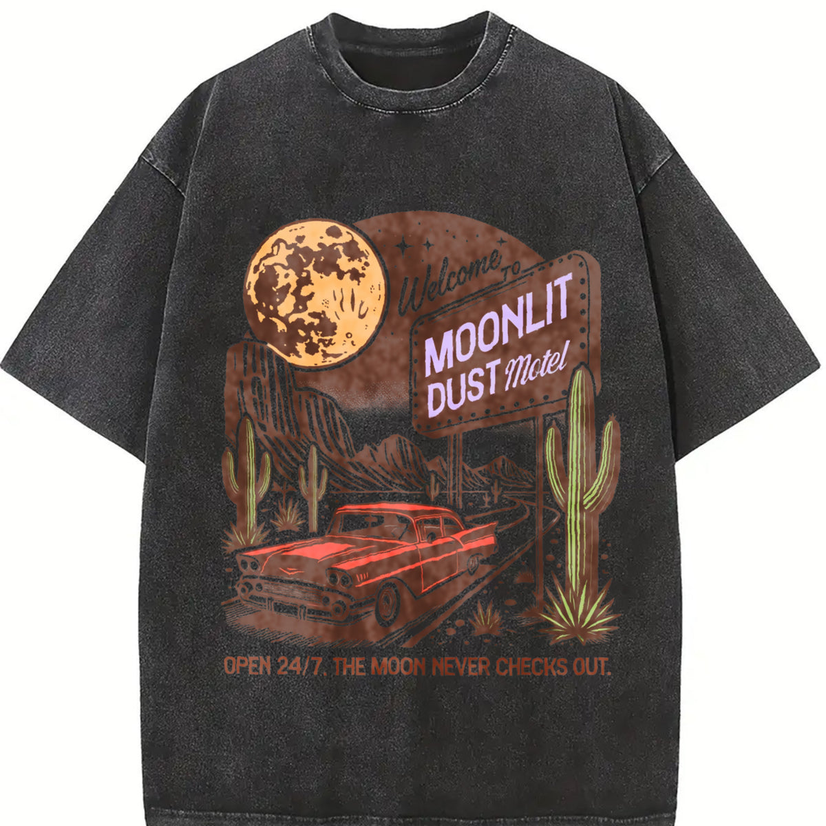 Retro Desert 90s Western Desert Vintage Washed T-Shirt in Black
