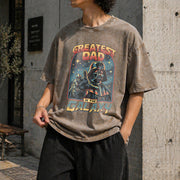 Darth Vader Greatest Dad in the Galaxy Vintage Washed T-Shirt in Brown