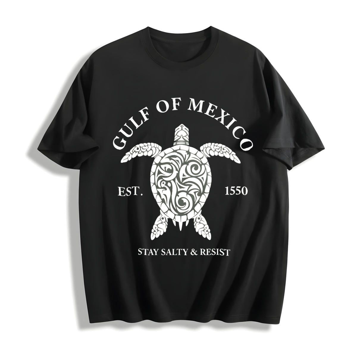 Gulf of Mexico Stay Salty & Resist Cotton T-Shirt in Black