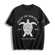Gulf of Mexico Stay Salty & Resist Cotton T-Shirt in Black