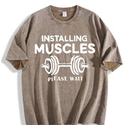 Installing Muscles Vintage Washed T-Shirt in Brown