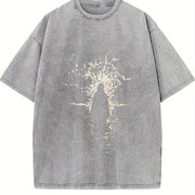 Crown of Thorns Jesus : Heavy Christian vintage washed oversized T-shirt in Gray