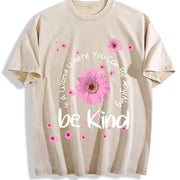 Fun Pink Floral Washable Preferred as a for Family Vintage Washed T-Shirt in Beige