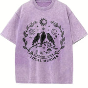 Support Your Local Murder for Crow Lovers Nature Lovers vintage washed oversized T-shirt in Purple