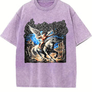 Storm Horse Lightning Vintage Washed T-Shirt in Purple