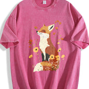 Fox Fashionable Vintage Washed T-Shirt in Red