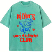 Tired Moms Golden Retriever Club Vintage Washed T-Shirt in Blue