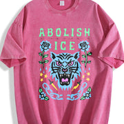 Abolish ICE – Satirical Political vintage washed oversized T-shirt in Red
