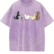 Little Bear Animal Friends Parade vintage washed oversized T-shirt in Purple