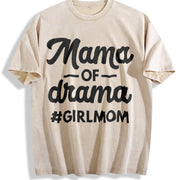 Mama of Drama Mama of Girl Vintage Washed T-Shirt in Beige