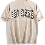 100 Days of School Teacher Vintage Washed T-Shirt in Beige