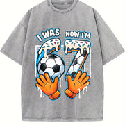 I Was 6 Now I'm 7 Soccer Vintage Washed T-Shirt in Gray